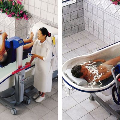 入浴者と介助者にも利用しやすい　病院・施設向けアルジョ電動昇降式入浴システムのご案内