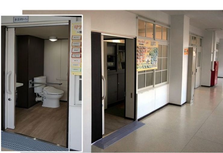 保健室のユニバーサル化に多目的トイレを設置